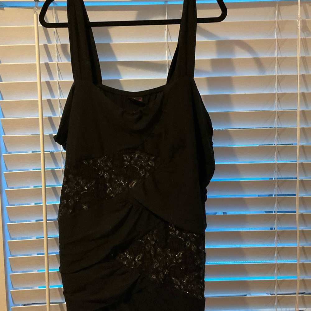 Black Lace-Accent Women's Dress